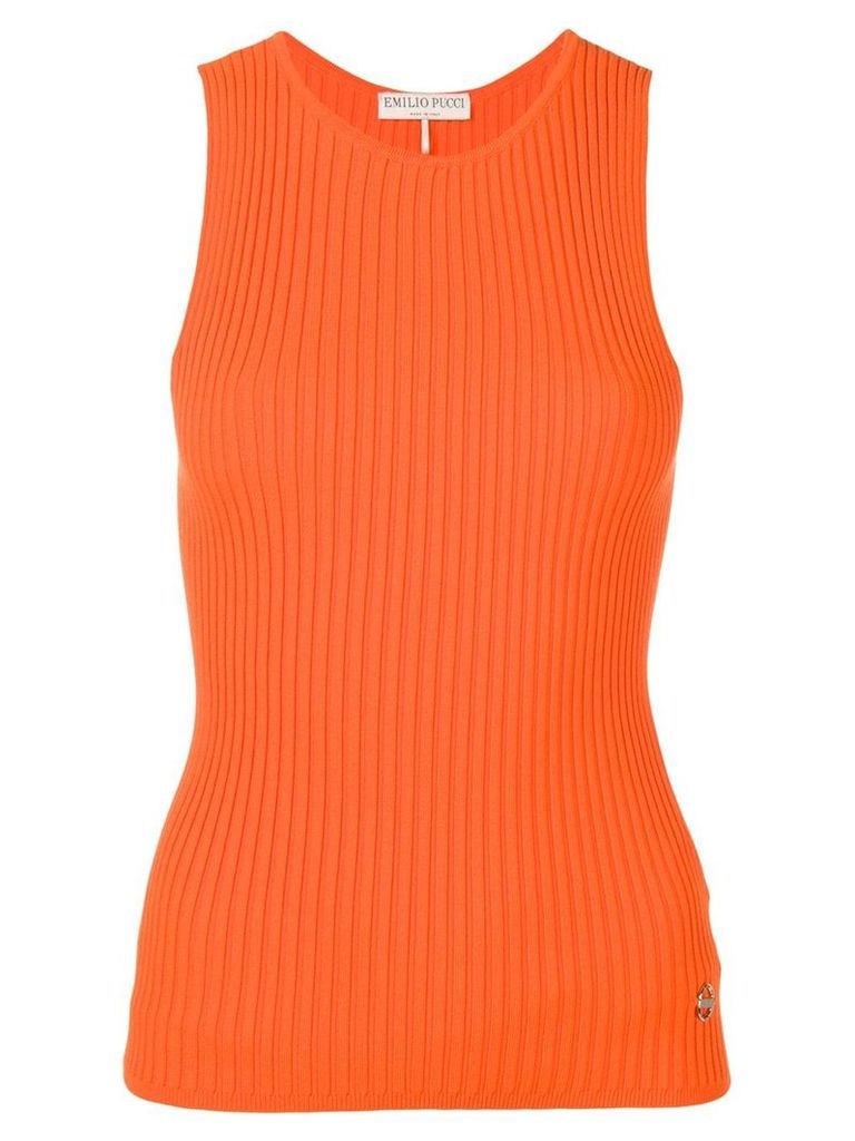 Emilio Pucci ribbed sleeveless knitted top - ORANGE