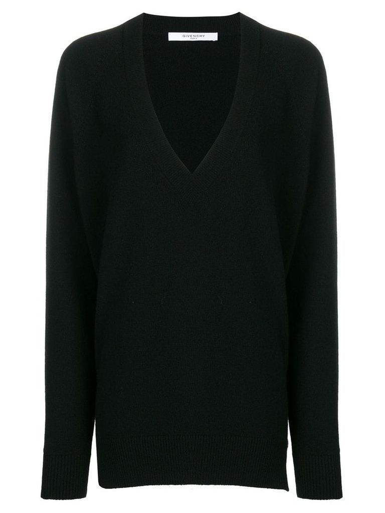 Givenchy oversized zip-side v-neck jumper - Black