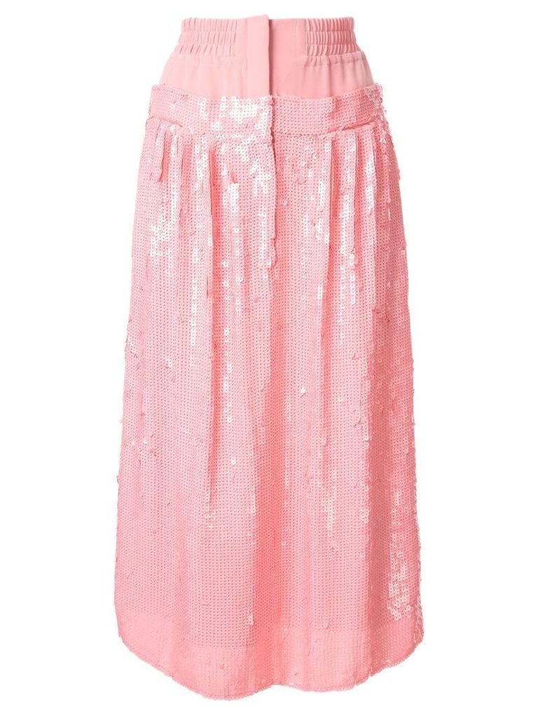 Tibi high-waist sequin silk skirt - PINK