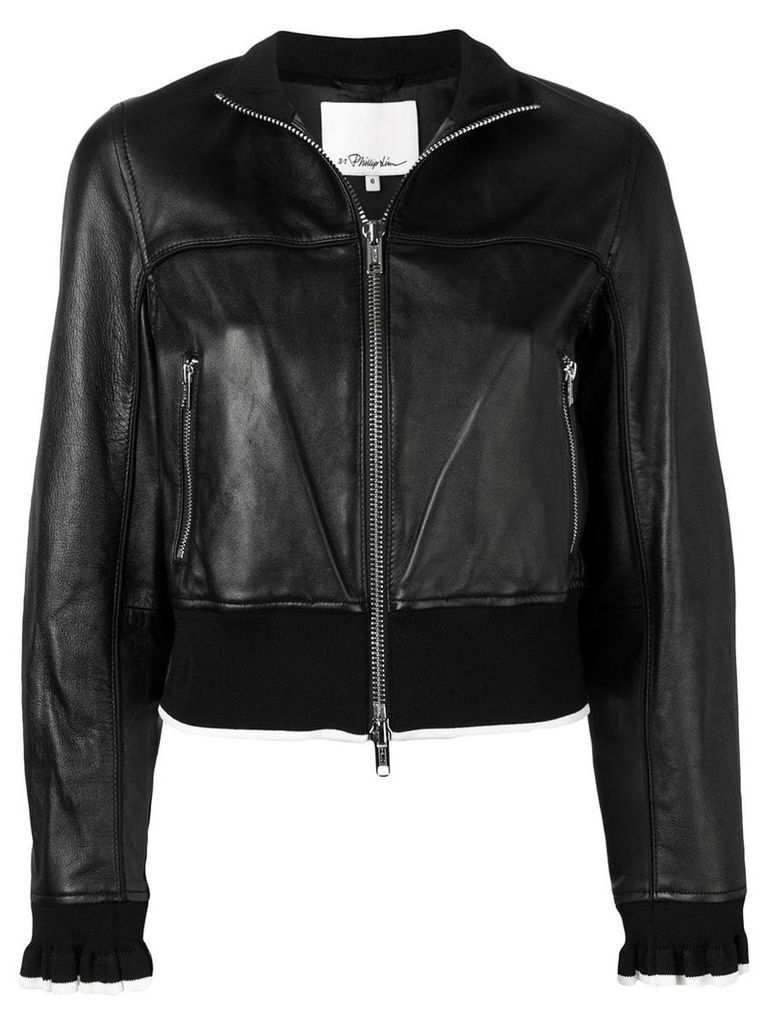 3.1 Phillip Lim cropped leather jacket - Black