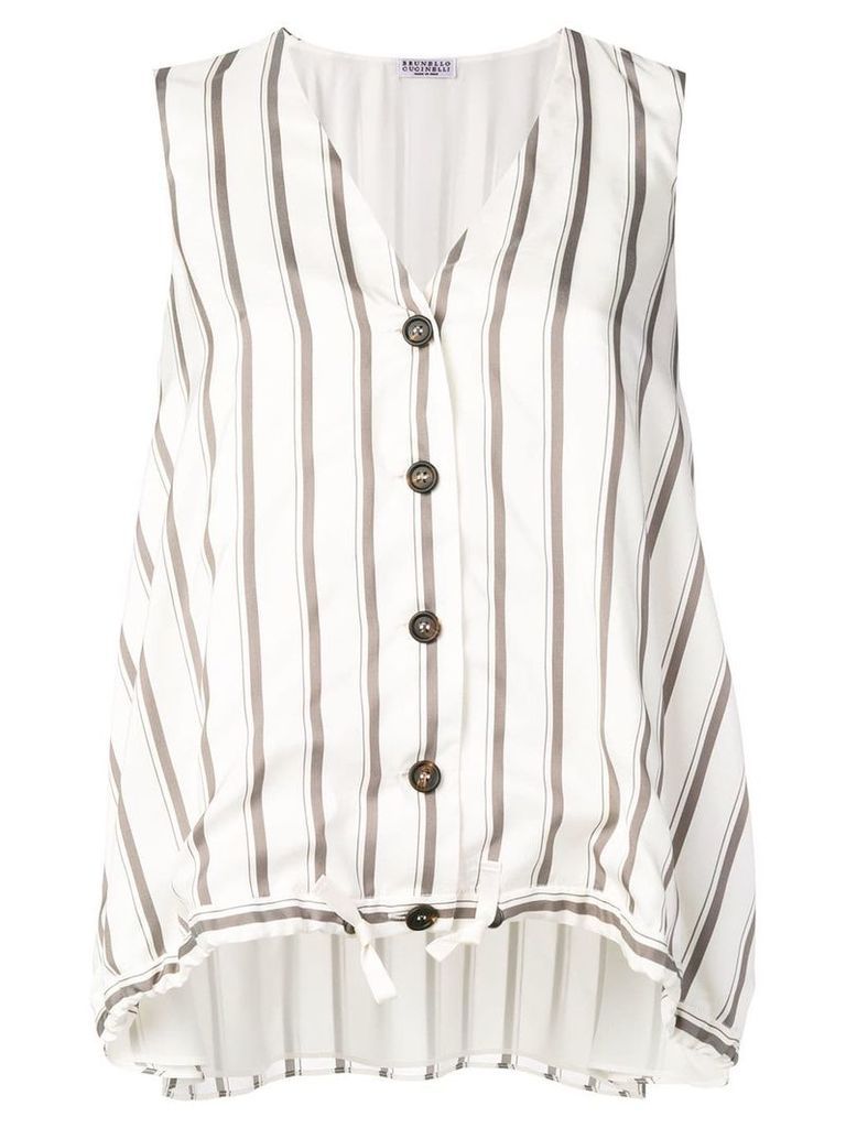 Brunello Cucinelli stripe buttoned top - NEUTRALS
