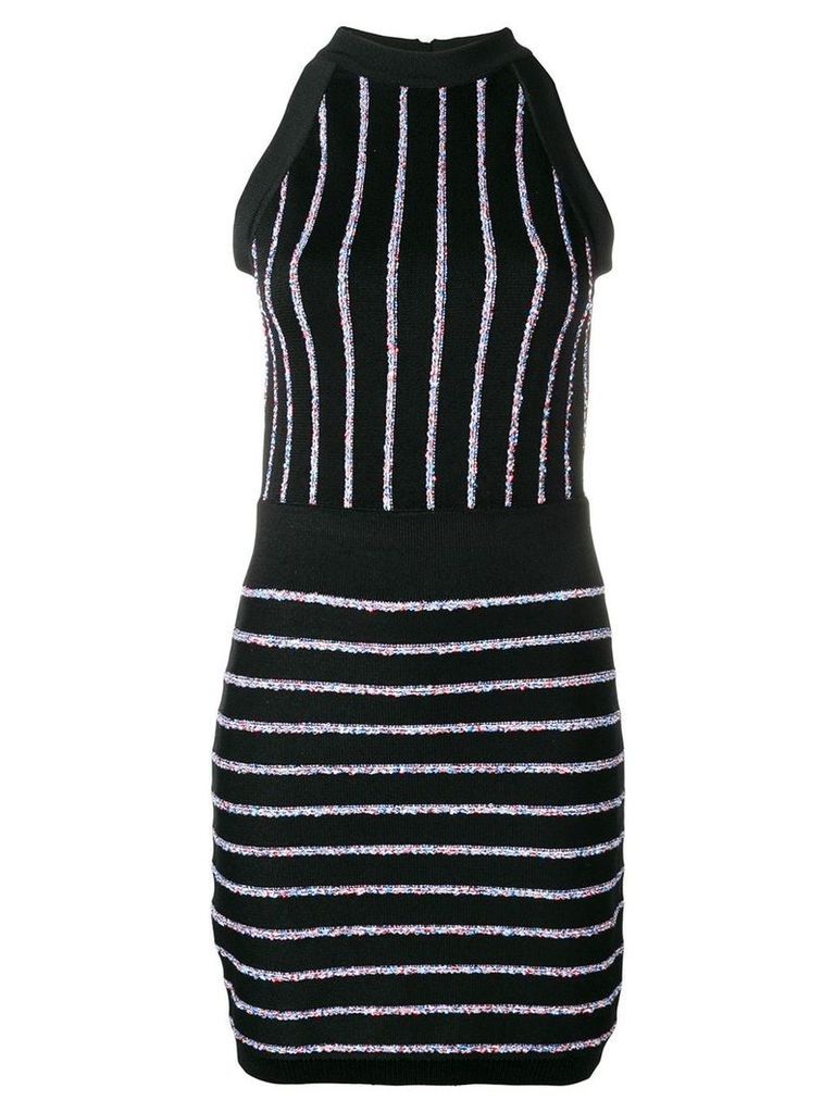 Balmain contrasting embroidered stripes dress - Black