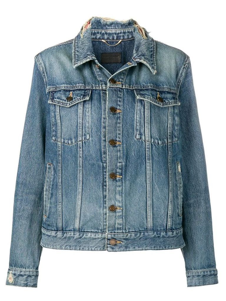Saint Laurent frayed collar denim jacket - Blue