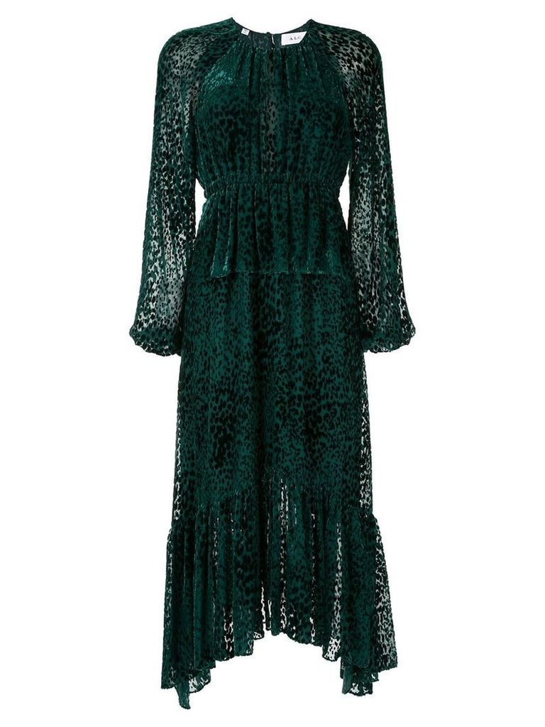 A.L.C. leopard print devoré midi dress - Green