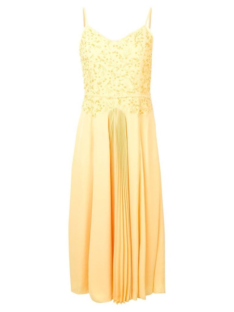Noon By Noor Ray embroidered pleated dress - Yellow