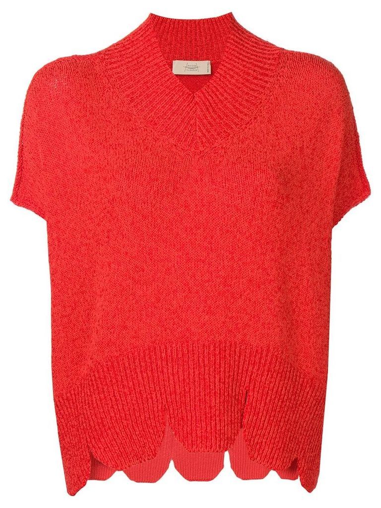 Maison Flaneur scalloped hem knit top - Red
