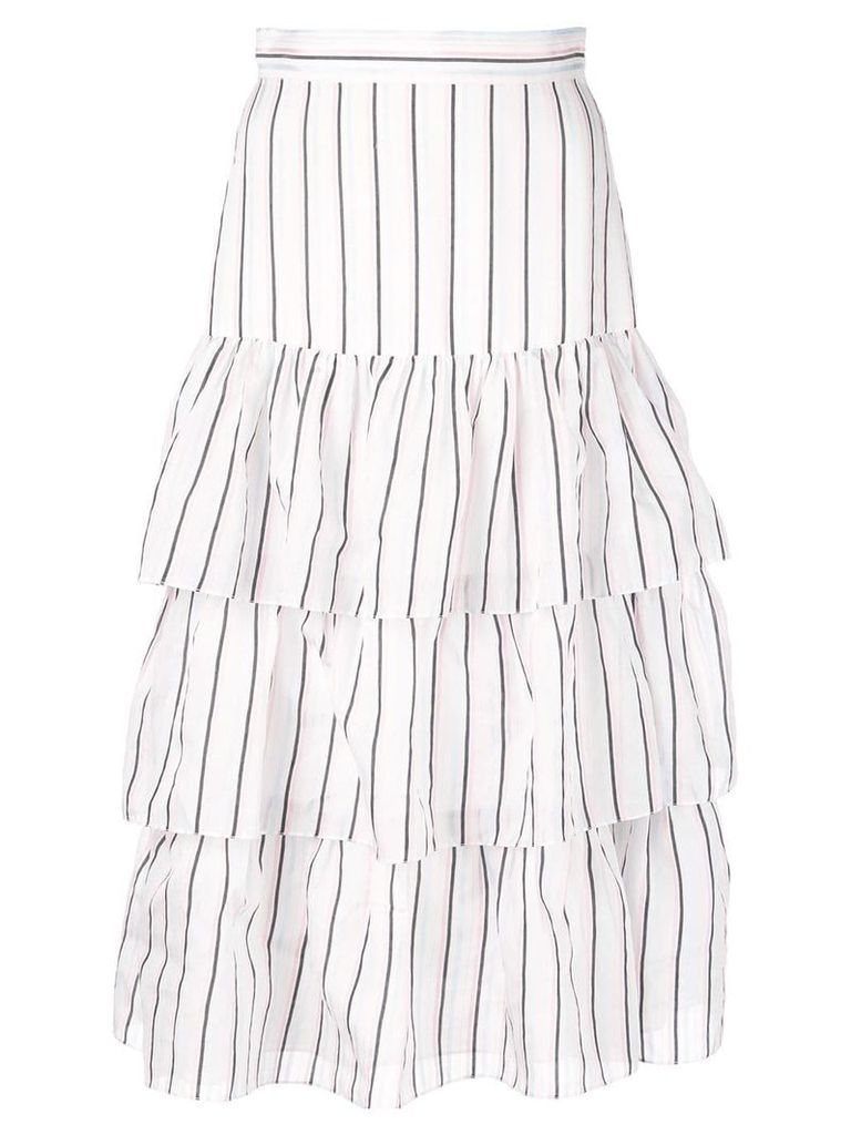 Jill Stuart striped tiered skirt - White