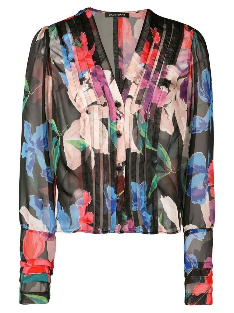 Jill Stuart panelled floral print blouse - Black