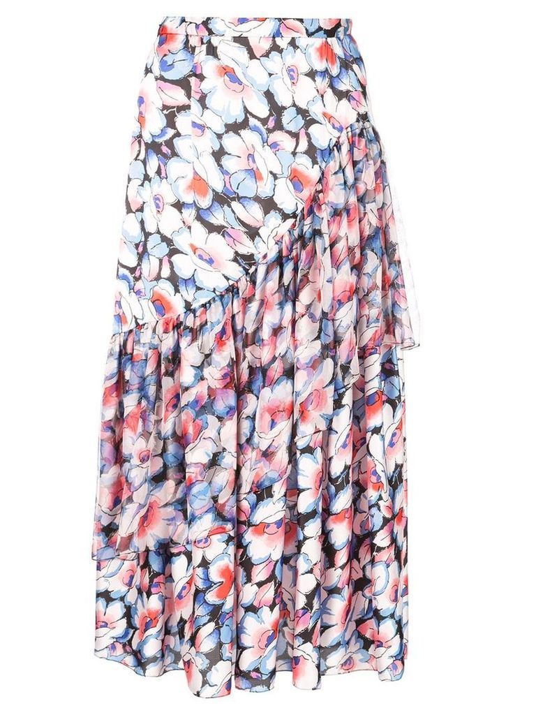 Jill Stuart floral print drape skirt - Blue