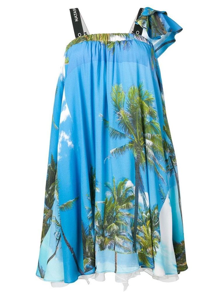 Natasha Zinko palm trees print mini bell dress - Blue