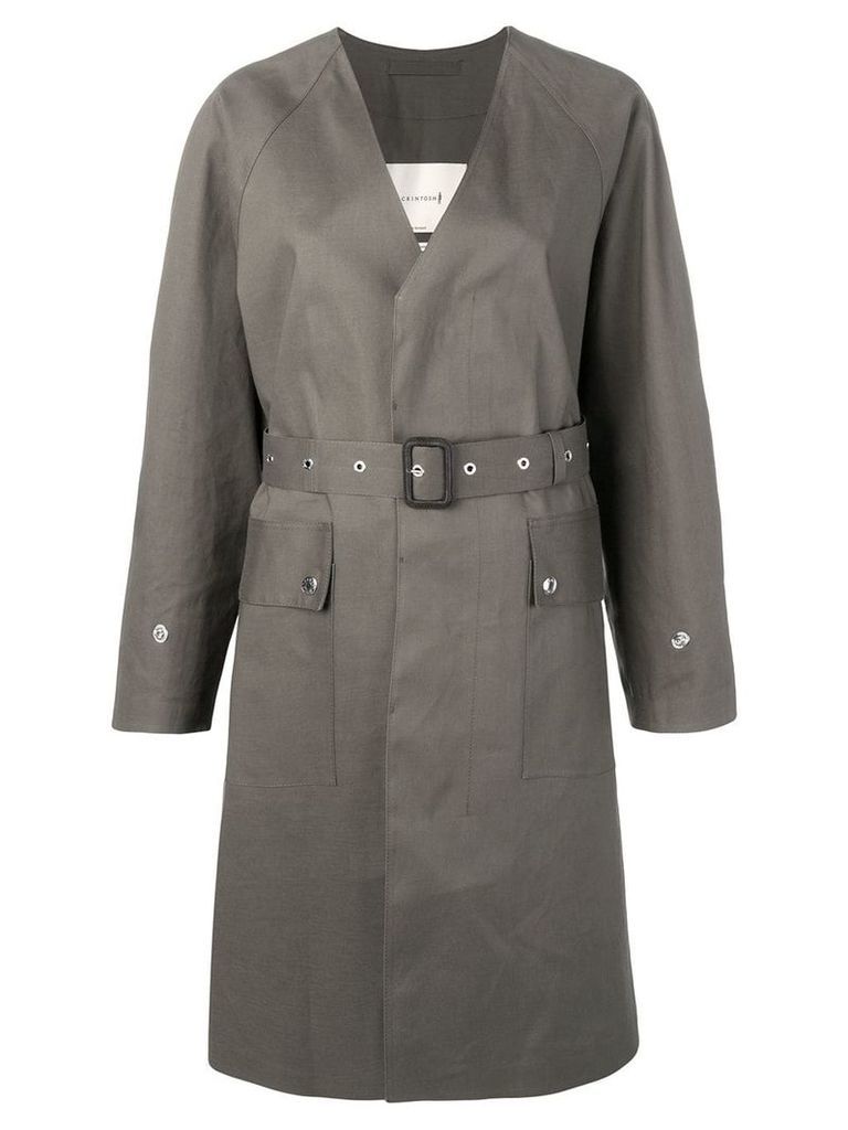 Mackintosh Taupe Bonded Cotton V-Neck Coat LR-096 - Grey