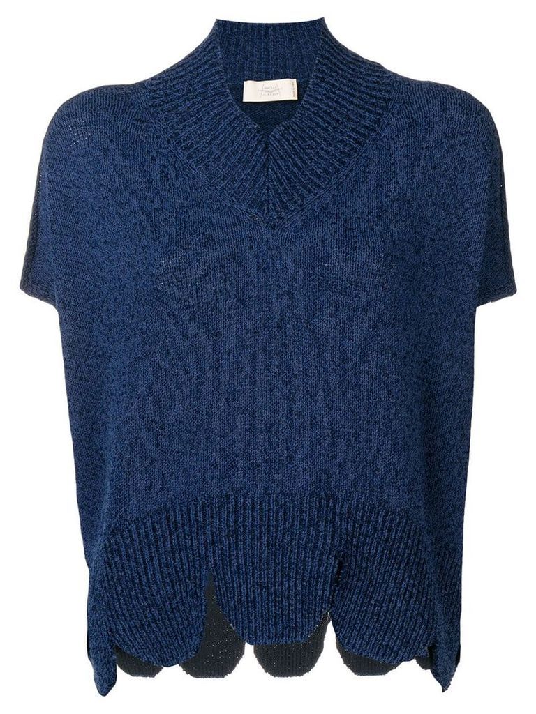 Maison Flaneur oversized scalloped hem sweater - Blue