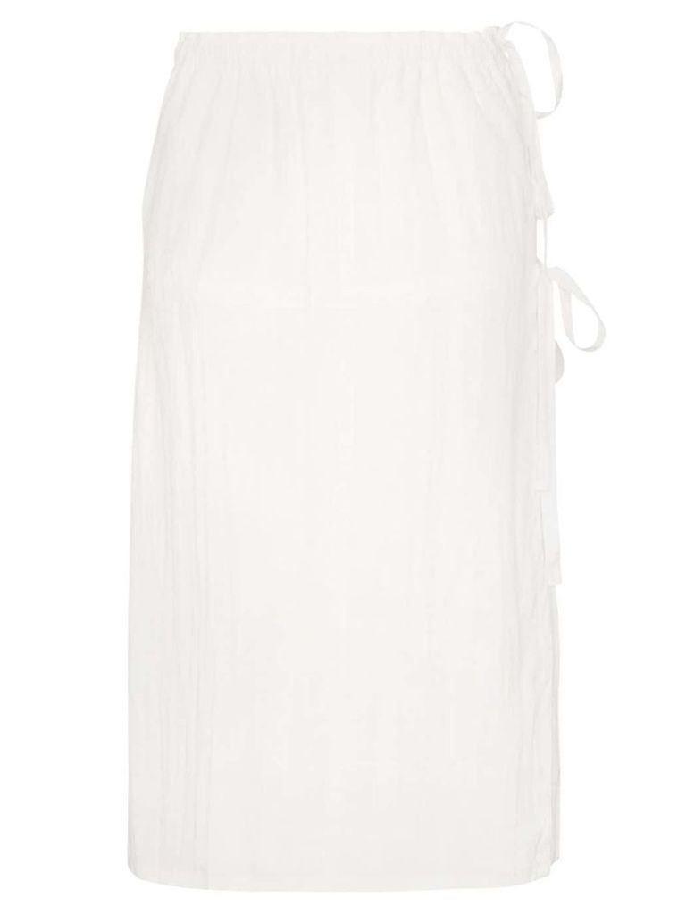 Helmut Lang tie waist midi skirt - White