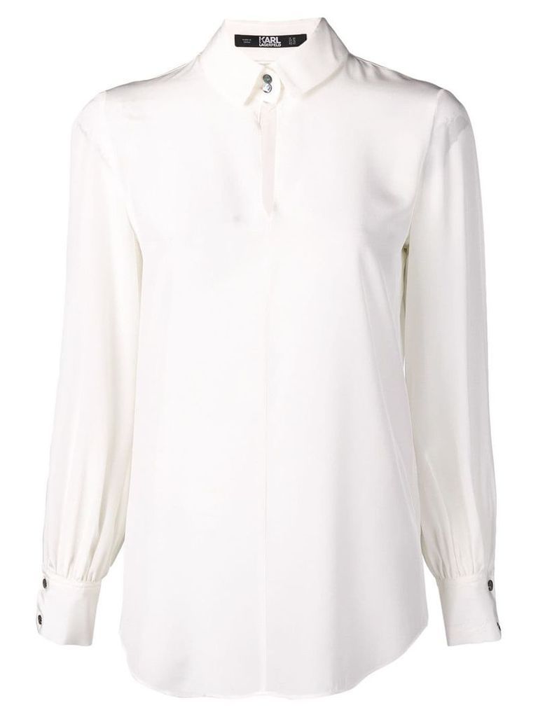 Karl Lagerfeld slit longsleeved blouse - White