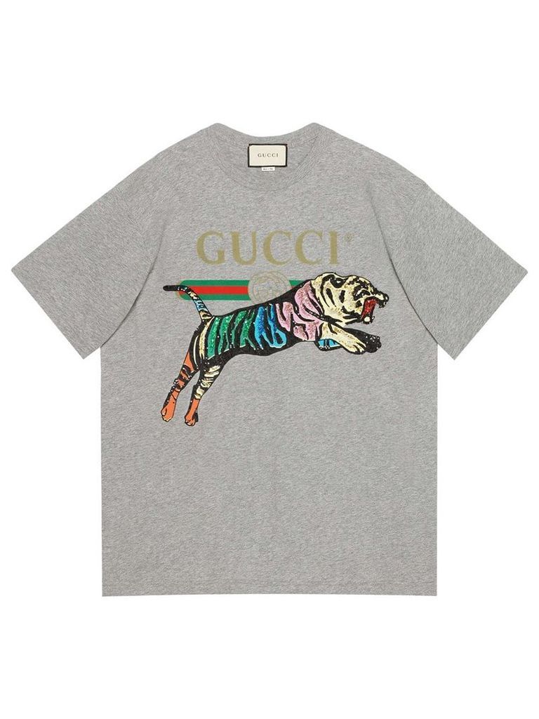 Gucci oversized tiger T-shirt - Grey