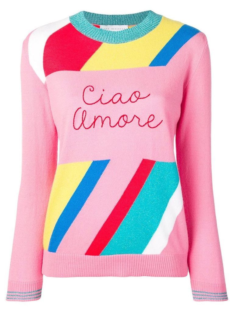 Giada Benincasa striped 'ciao amore' jumper - Pink