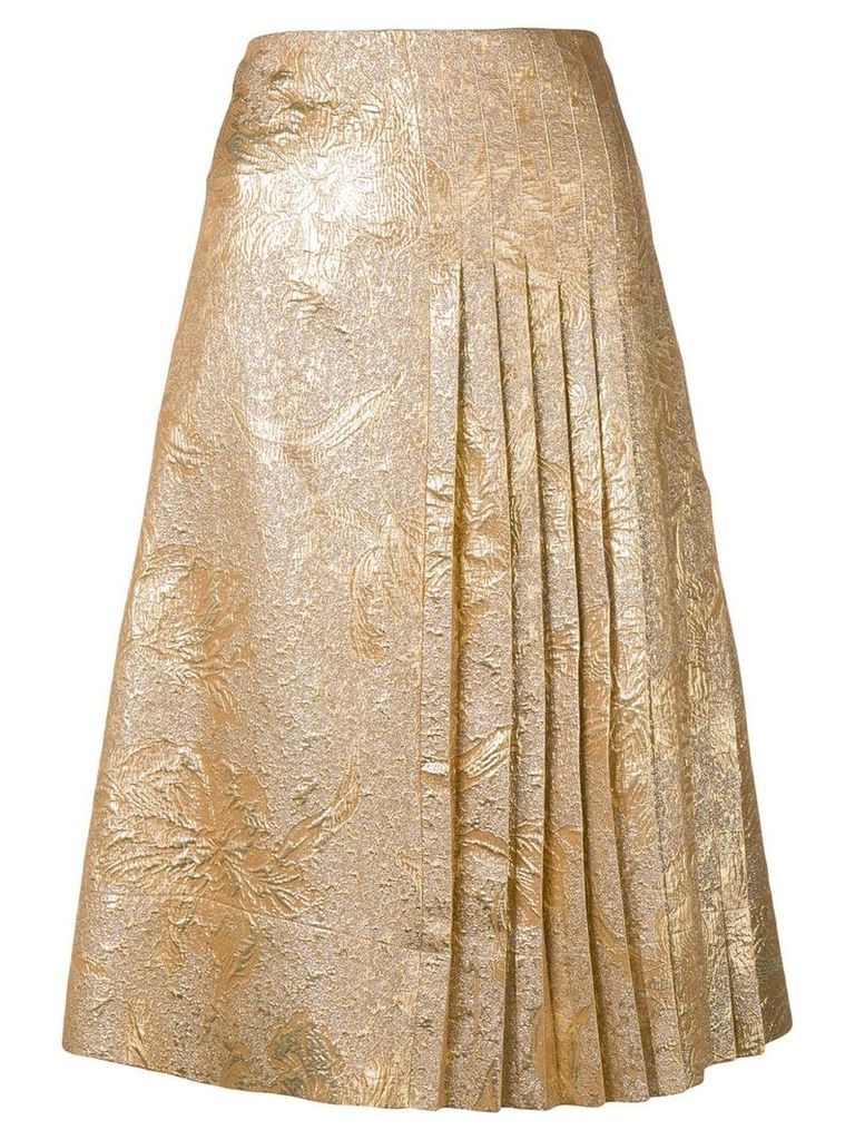 Rochas brocade pleated skirt - GOLD