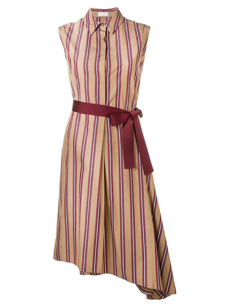 Brunello Cucinelli striped shirt dress - Brown