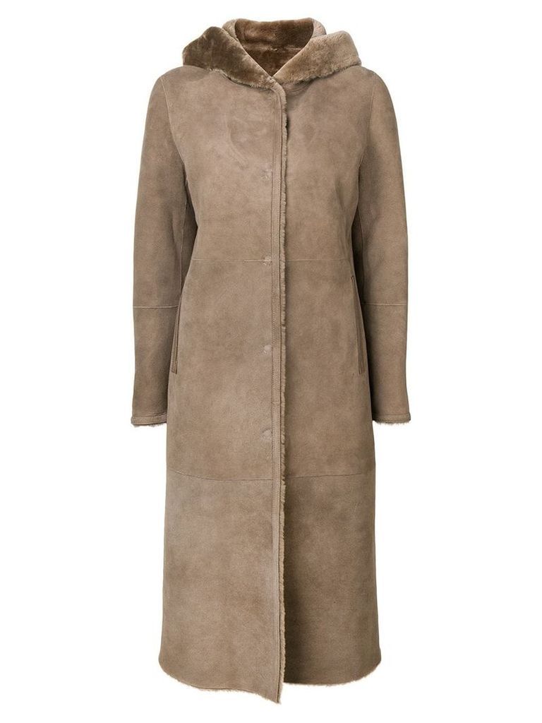 Liska hooded shearling coat - Brown
