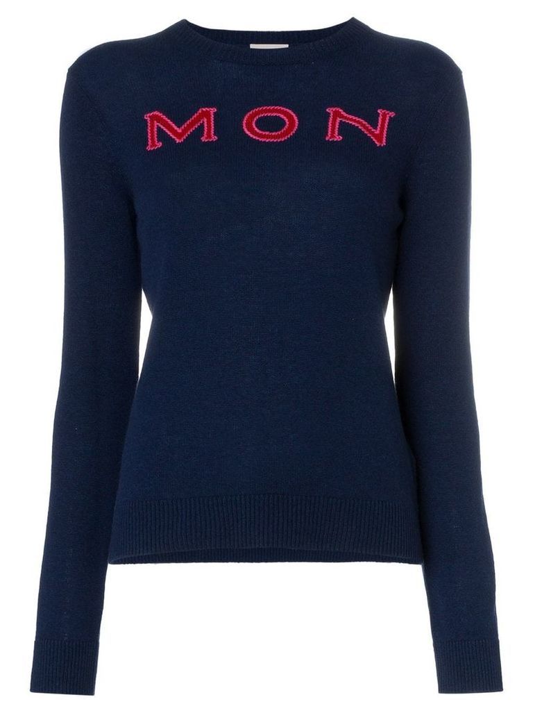 Moncler logo intarsia knitted cashmere jumper - Blue