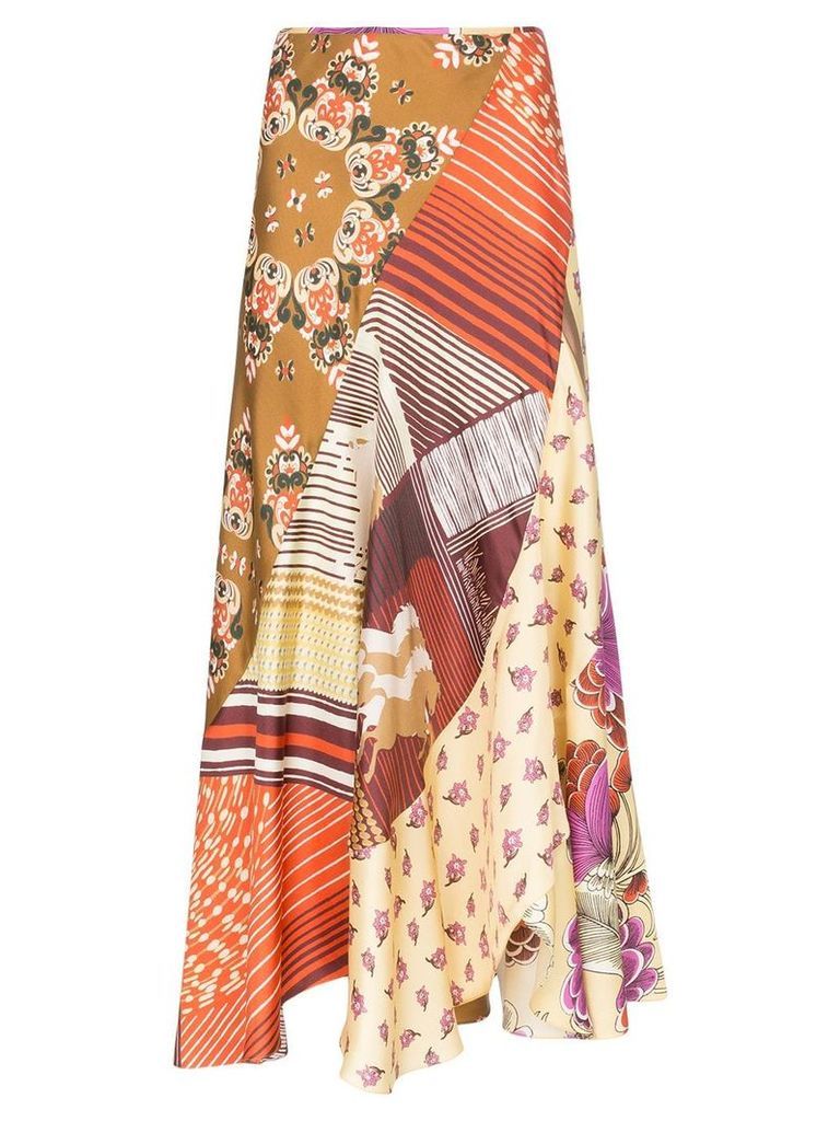 Chloé floral patchwork print silk skirt - Green