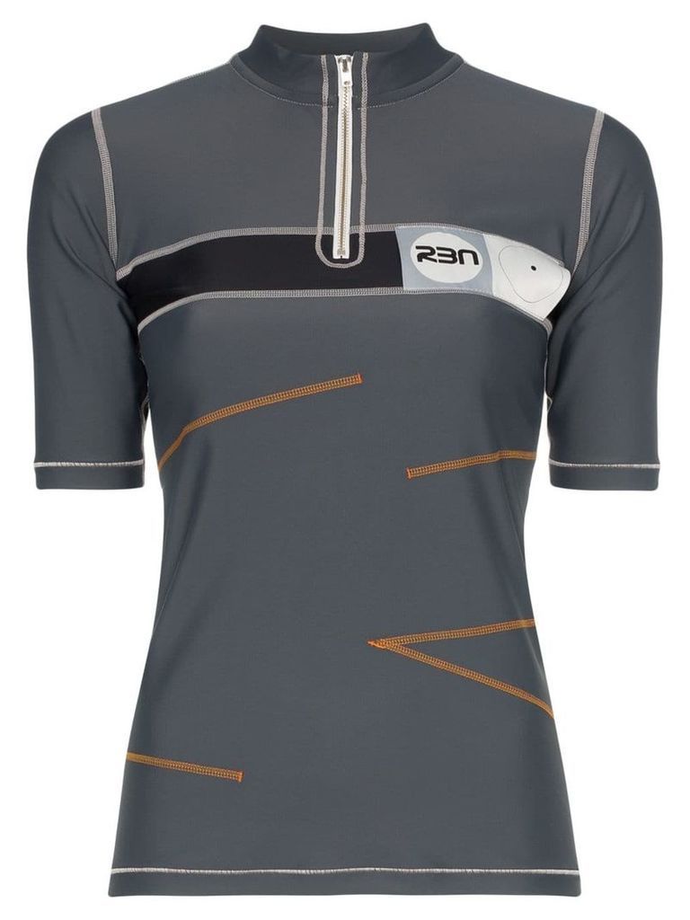 RBN X Bjorn Borg zip-up contrast stitch polo shirt - Grey