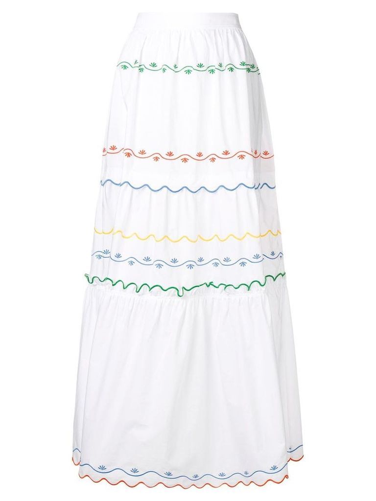 Tory Burch embroidered wave skirt - White