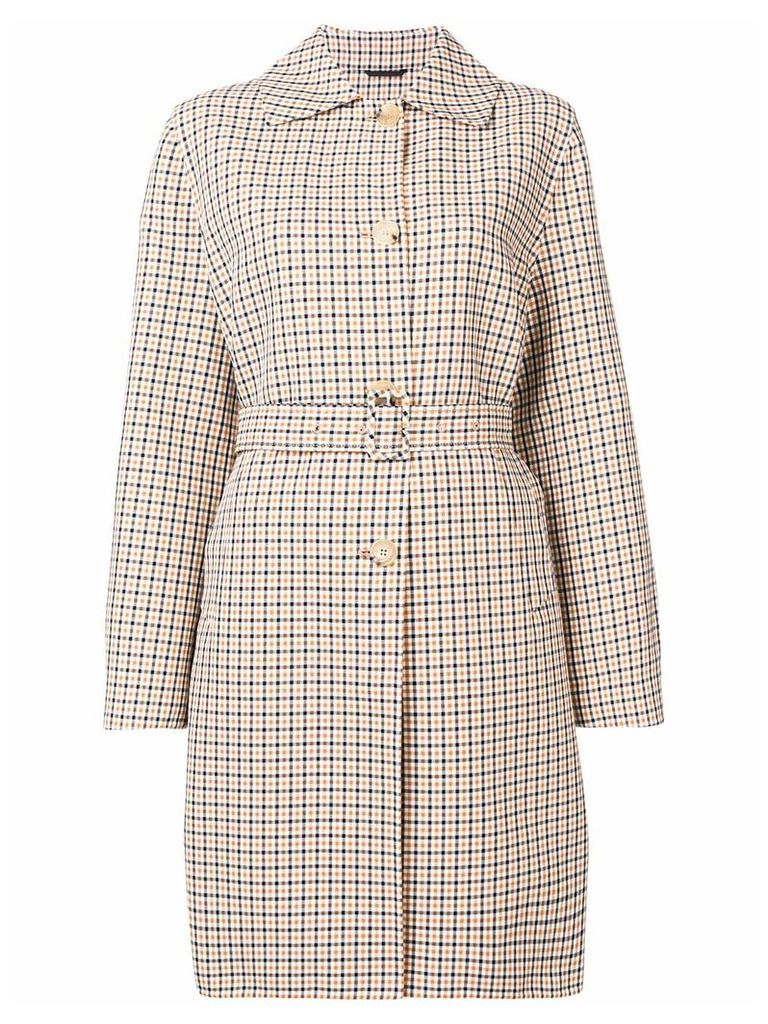 Ermanno Scervino checked belted trench coat - White