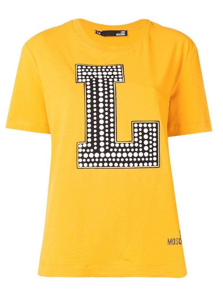 Love Moschino logo print T-shirt - Yellow