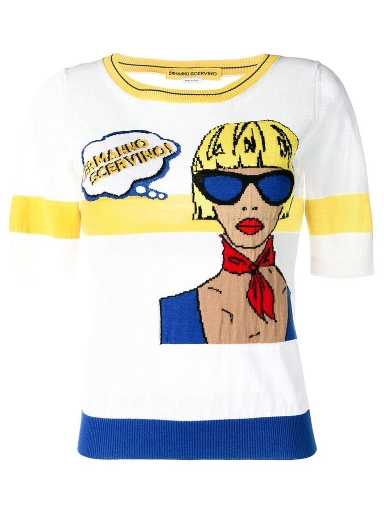 Ermanno Scervino knitted pop art top - White
