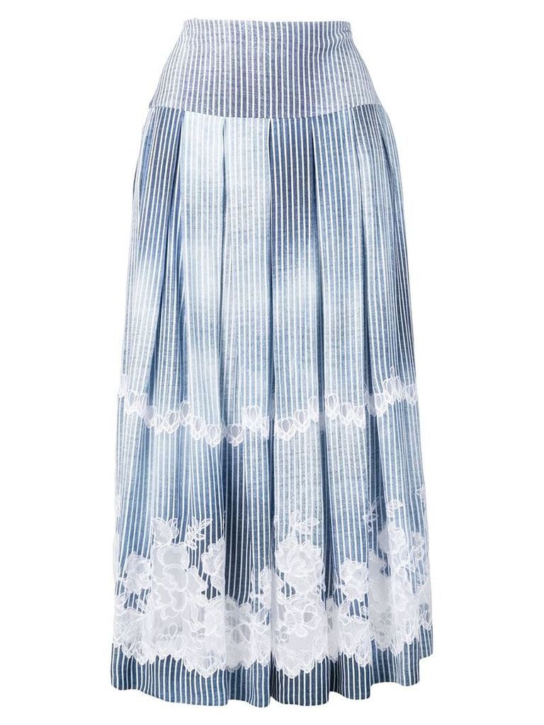Ermanno Scervino striped midi skirt with embroidered details - Blue