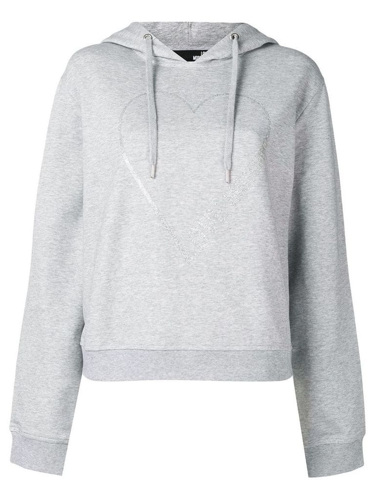 Love Moschino logo heart print hoodie - Grey