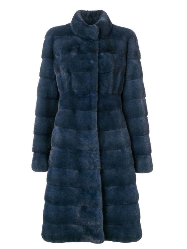 Liska long panelled coat - Blue