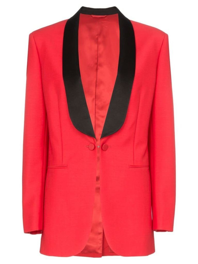 Calvin Klein 205W39nyc deep V-neck mohair wool blend tux blazer - Red