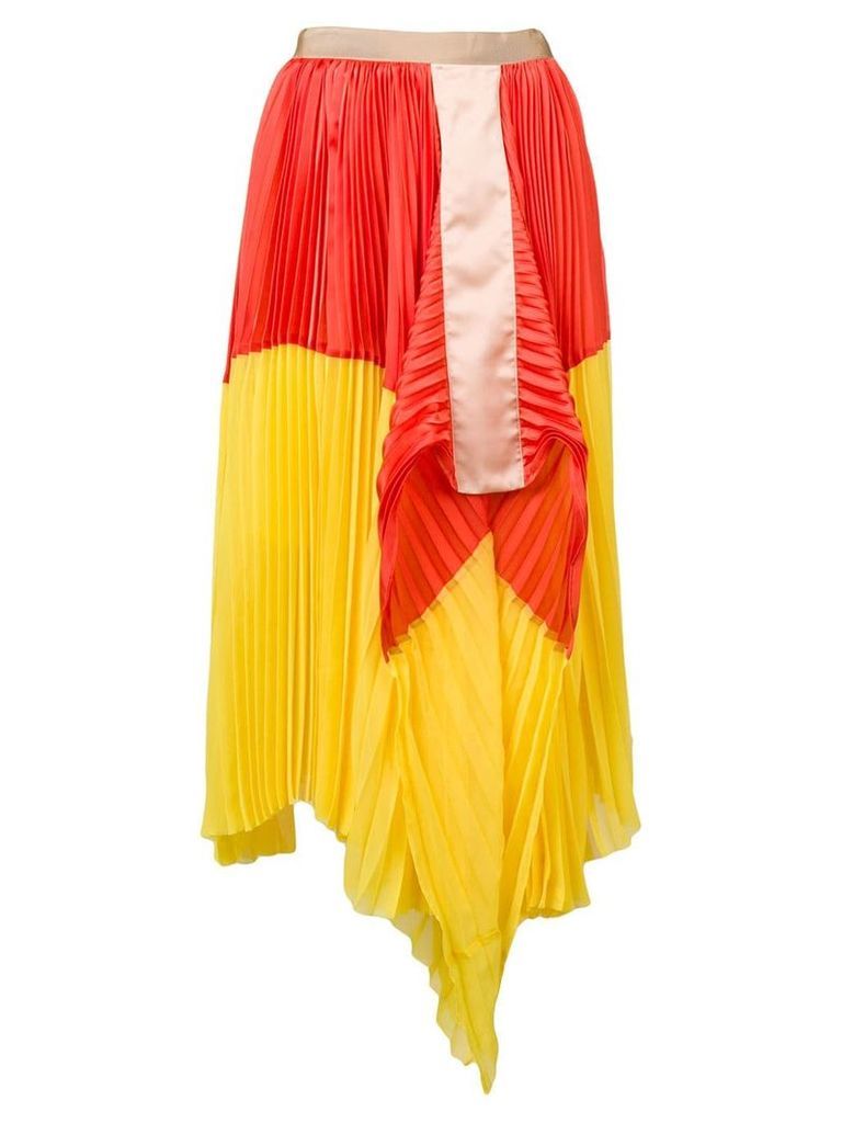 Sacai colour block pleated skirt - Yellow
