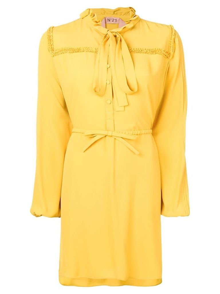 Nº21 long-sleeve flared shirt dress - Yellow
