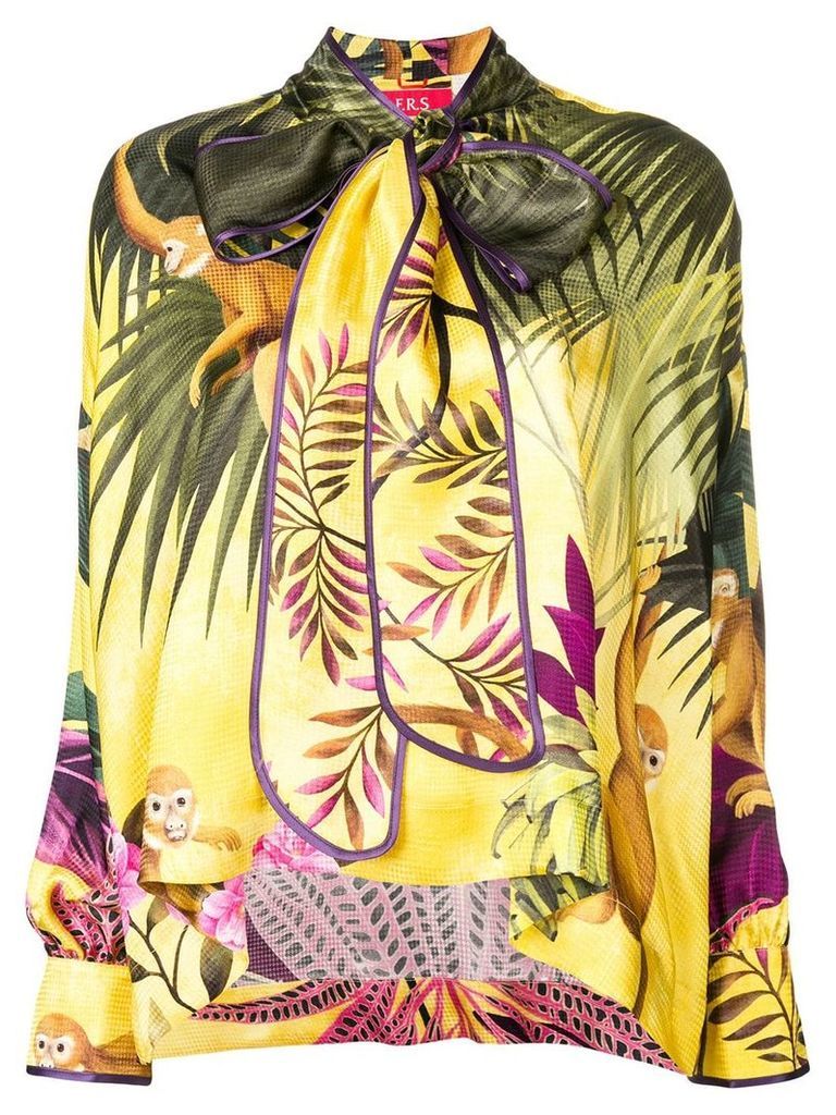 F.R.S For Restless Sleepers tropical print drape blouse - Yellow