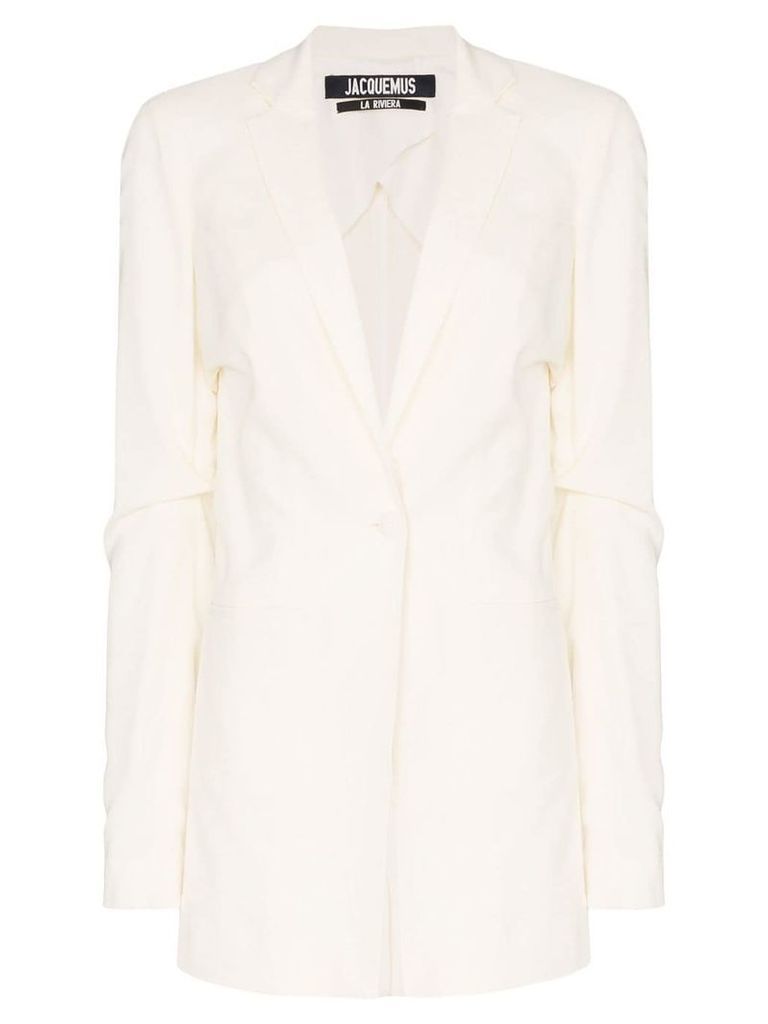 Jacquemus deep V long-sleeved blazer jacket - White