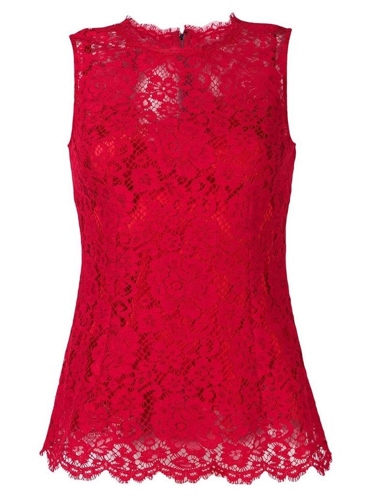 Dolce & Gabbana sleeveless floral lace top - Red