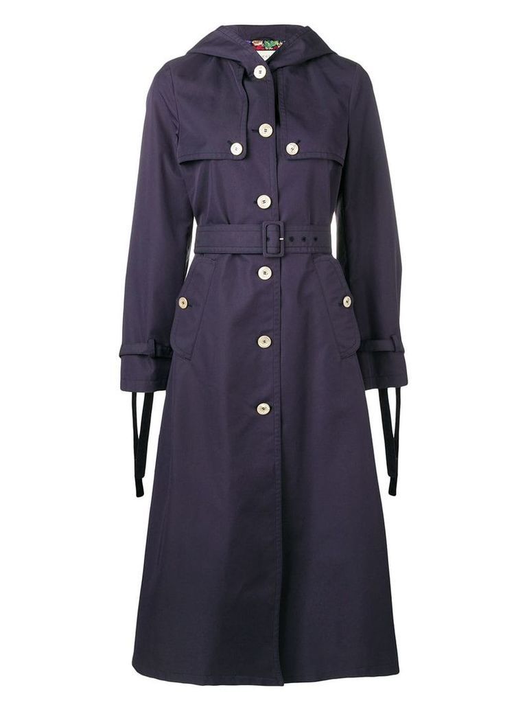 Gucci hooded long trench coat - 4755 NAVY