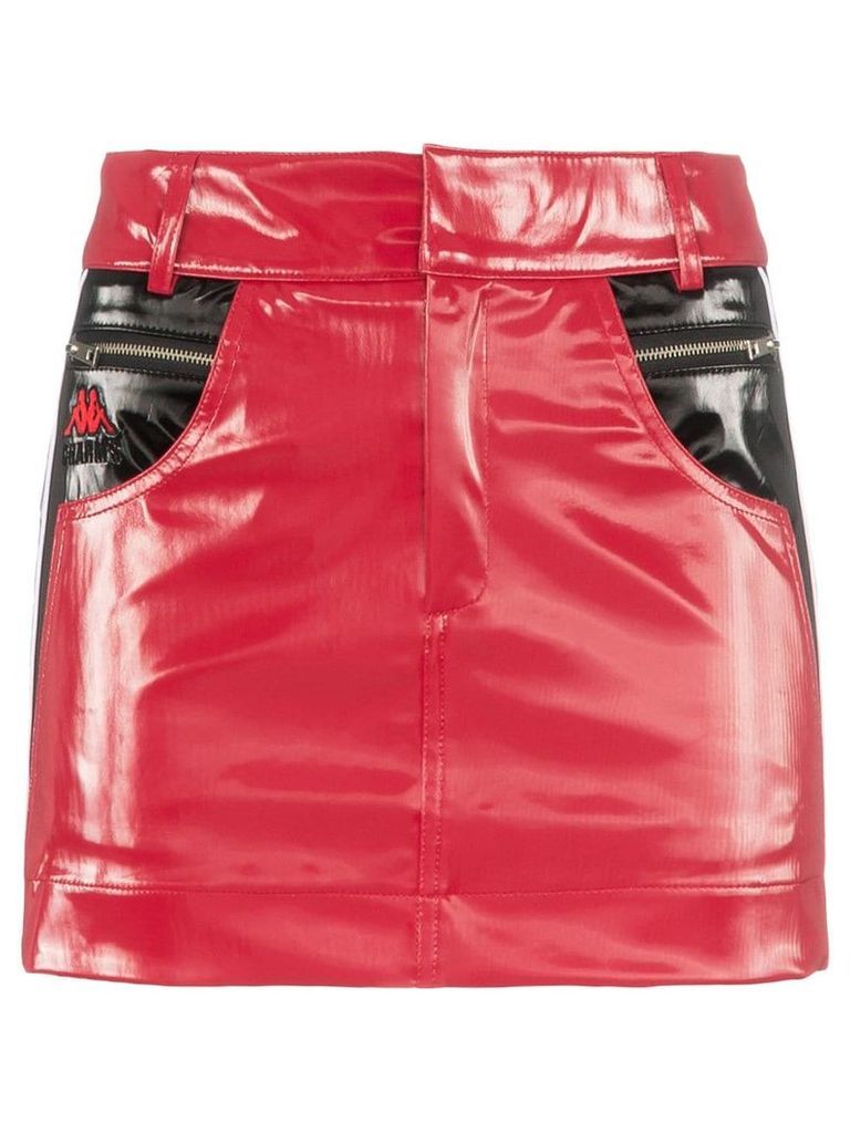 Charm's x Kappa Flame Line faux leather mini skirt - Red