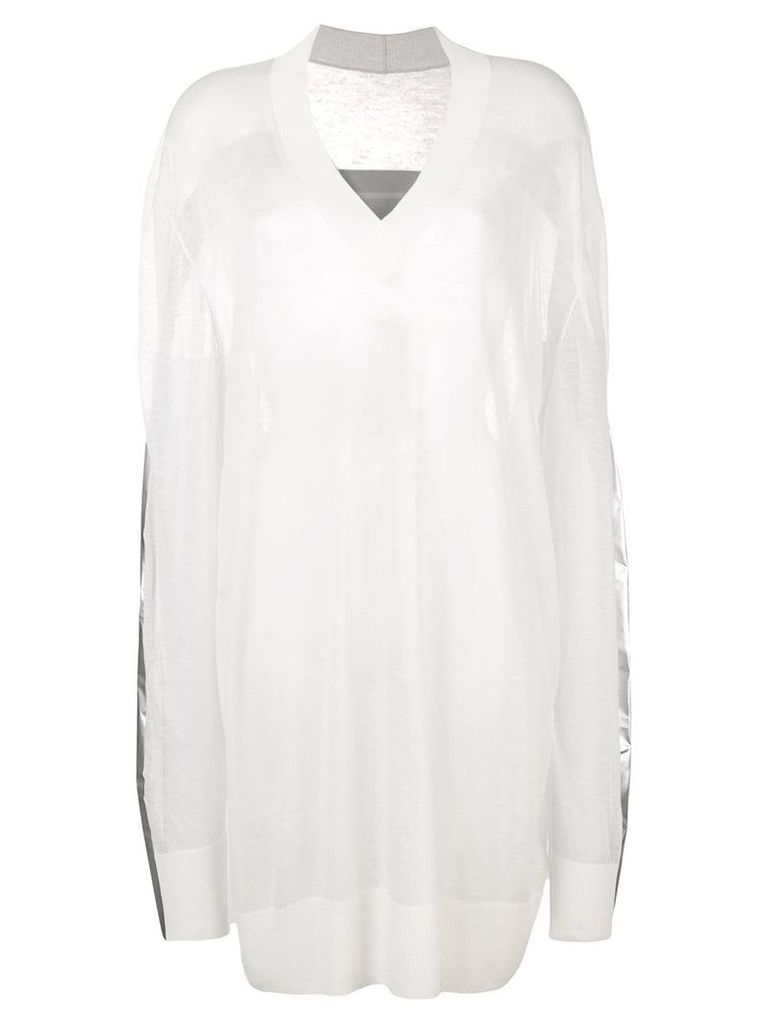 Maison Margiela panelled mid-length V-neck sweater - White
