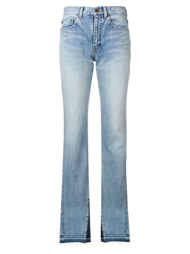 Saint Laurent contrast flared jeans - Blue