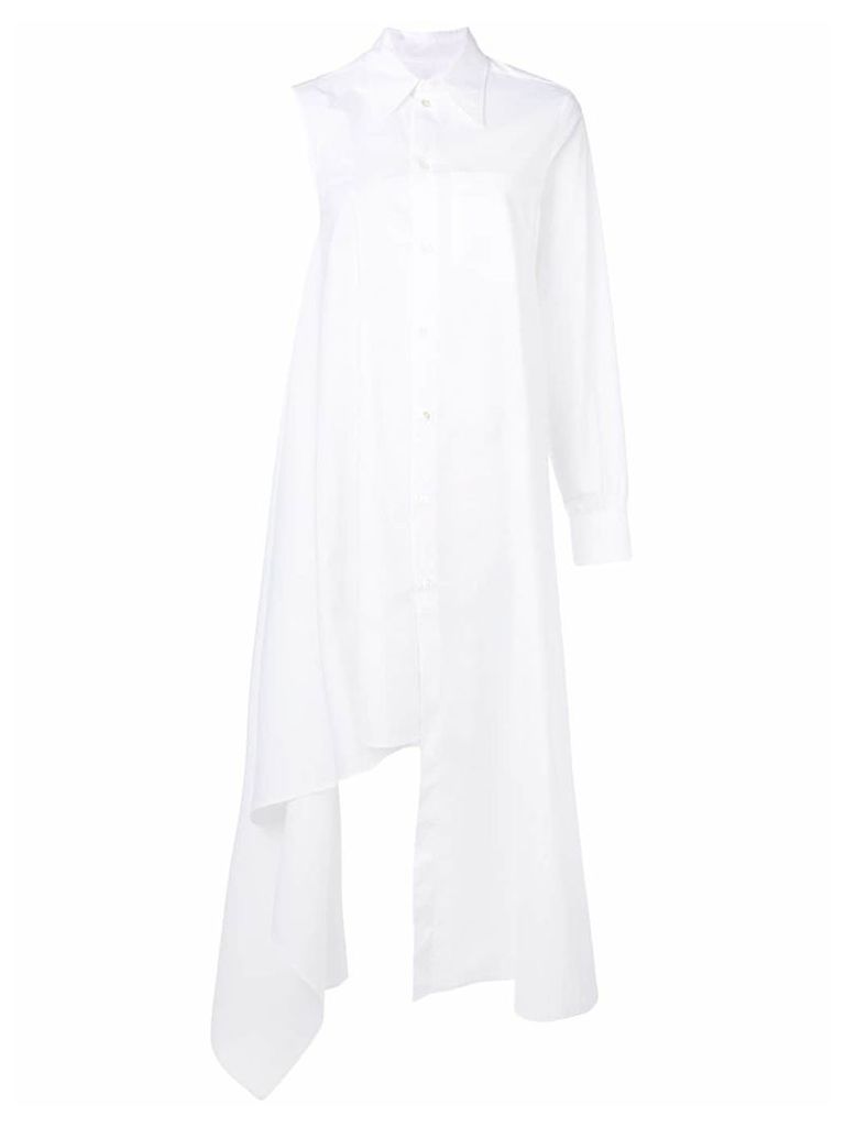 Mm6 Maison Margiela asymmetric one sleeve shirt dress - White