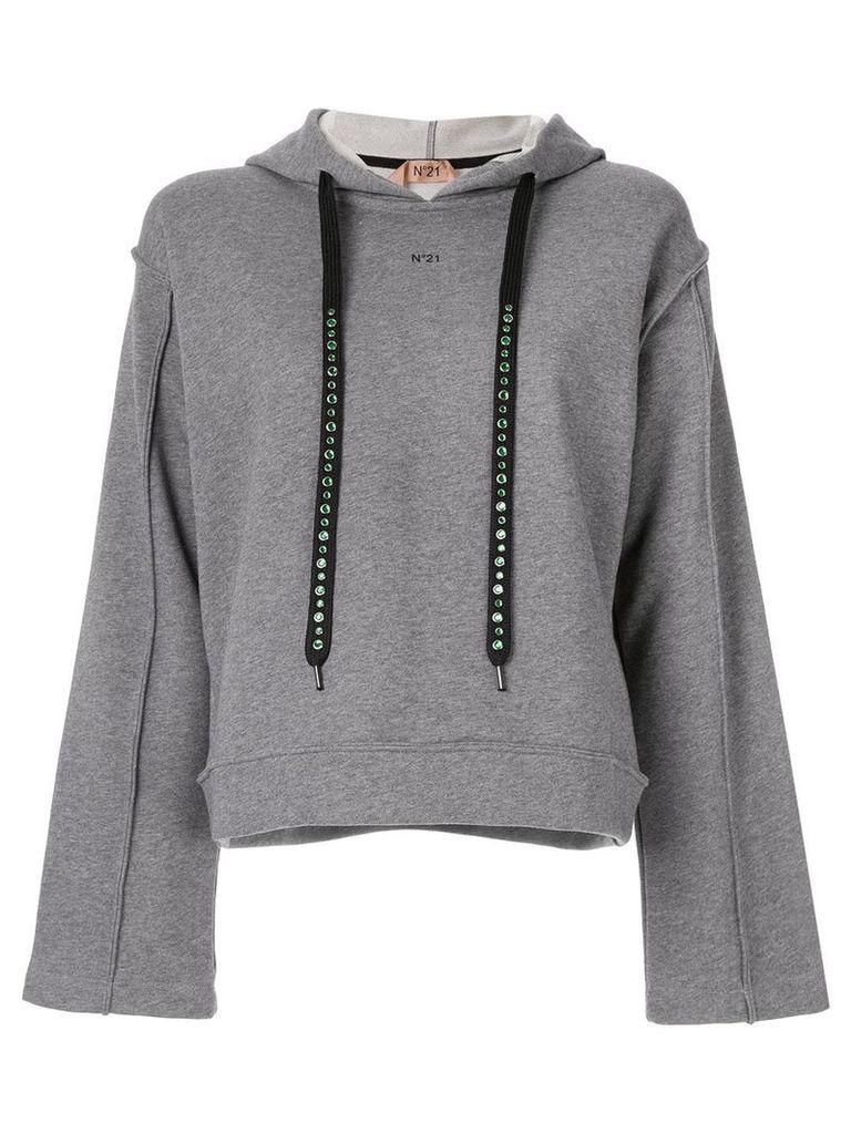 Nº21 embellished drawstring hoodie - Grey