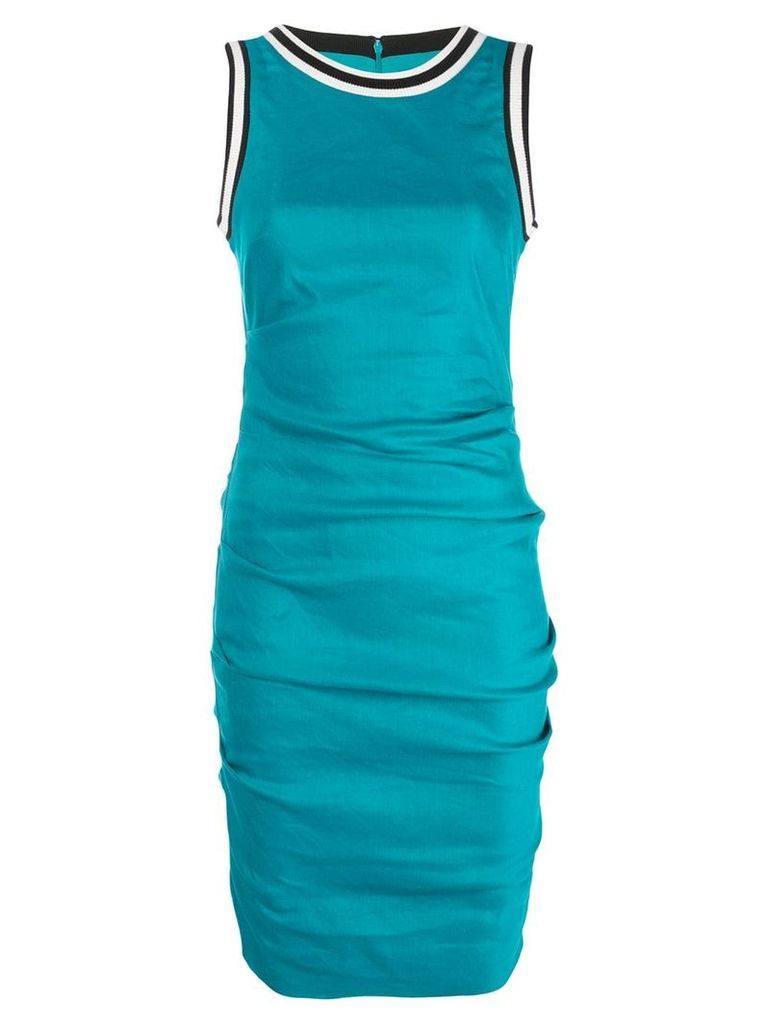 Nicole Miller contrast-trim fitted dress - Blue