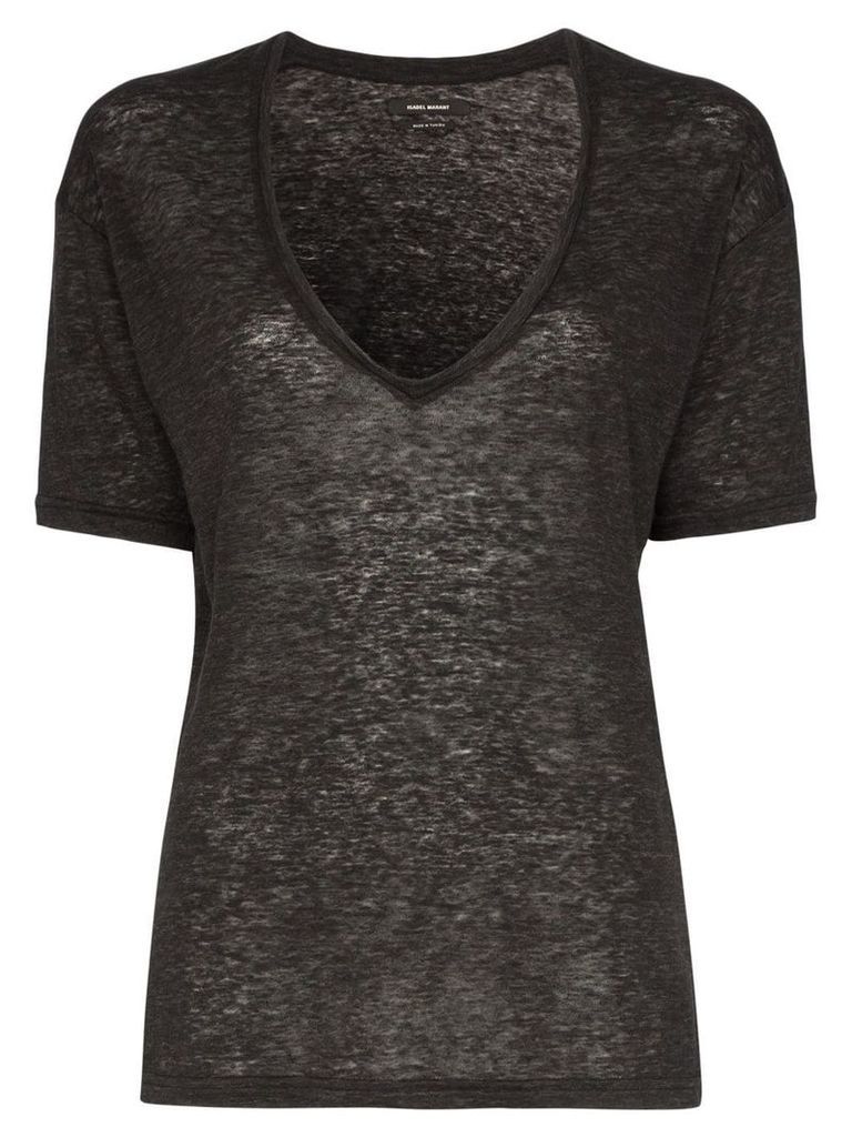 Isabel Marant Maree V-neck linen T-shirt - Grey
