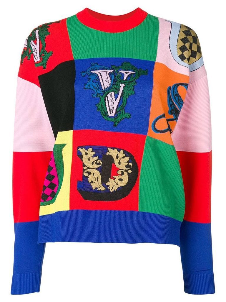 Versace logo patchwork jumper - Red