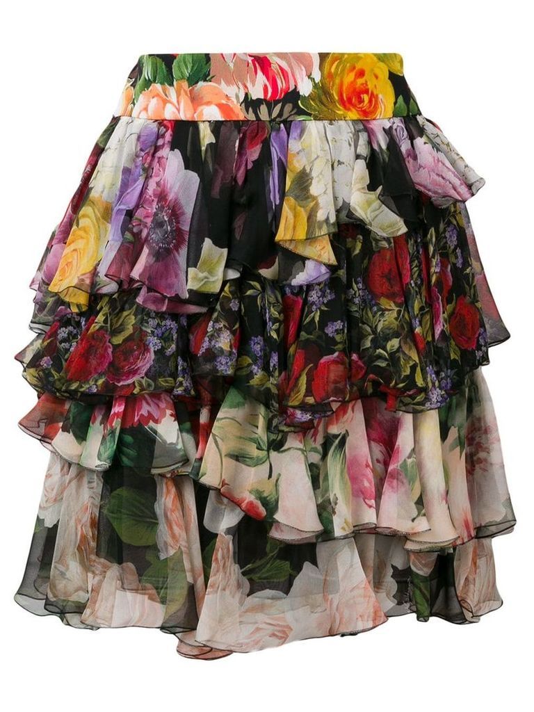 Dolce & Gabbana short floral ruffled skirt - Black