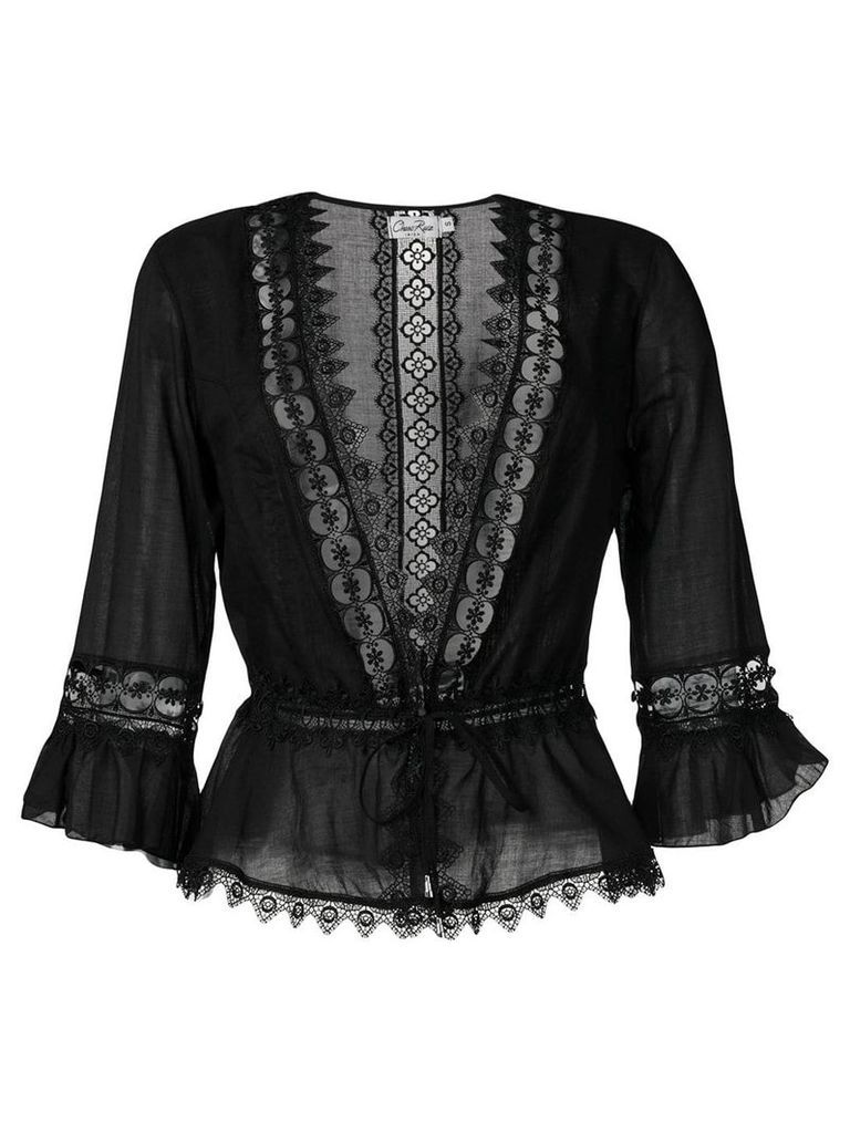 Charo Ruiz embroidered waist-tied blouse - Black